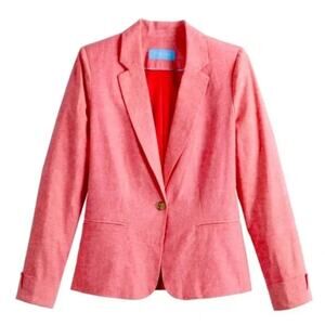 Draper James RSVP Pink Blazer Cotton Notch Lapel Single-Breasted Size Medium NEW